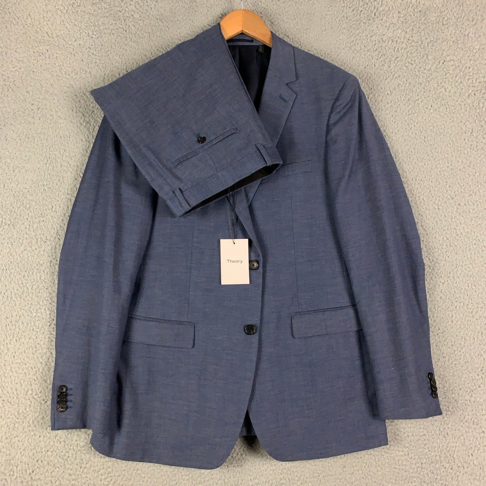 THEORY‎ Two-Piece Suit Men's 44R Blue Wellar/Marlo 2PC Wool Cotton Pants 36 NWT